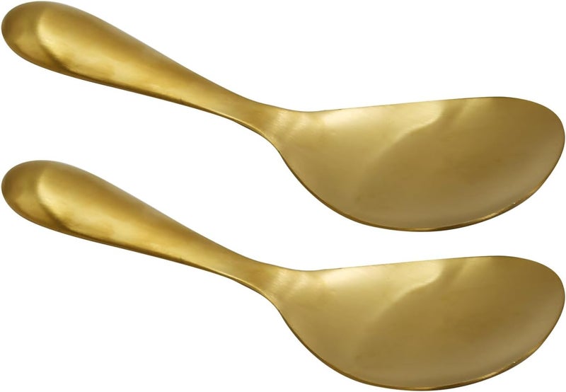 MDEOOSKY 2 Pack 8 Inch Stainless Steel Rice Spoons, Thickened Heat Resistant Serving Spoon, for Kitchen, Gold - Image 3